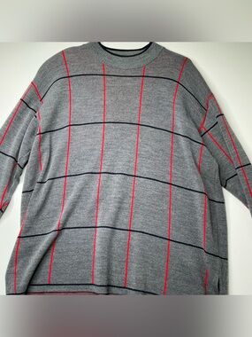 Karen Lessly Men’s Sweater Dress Mock Neck Gray Plaid Size 1X Preowned